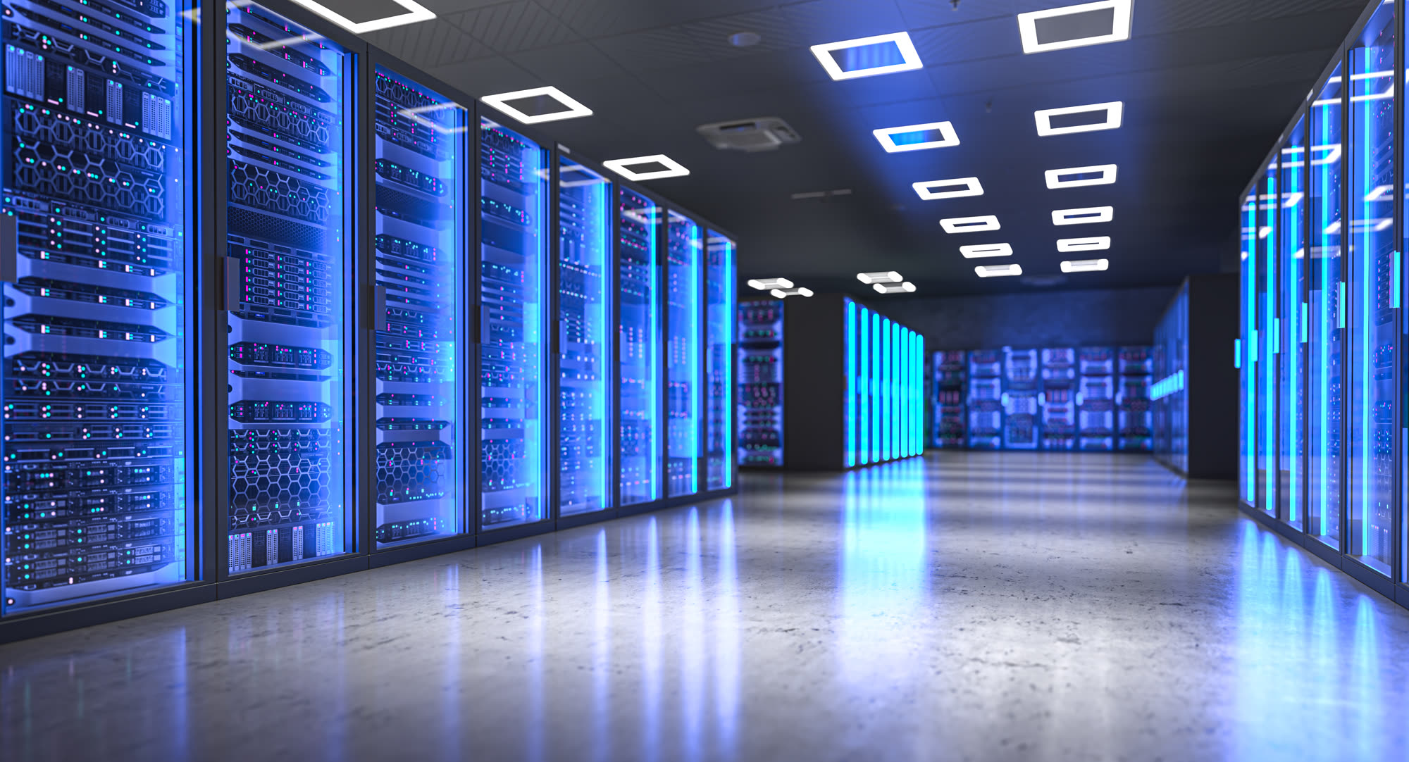 Server room and data center representing secure website hosting infrastructure