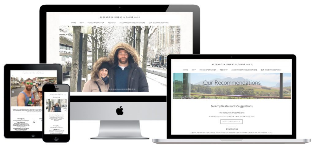 Alexandra Owens Dayne Jans Wedding RSVP Website — website designed and developed by Online By Digital
