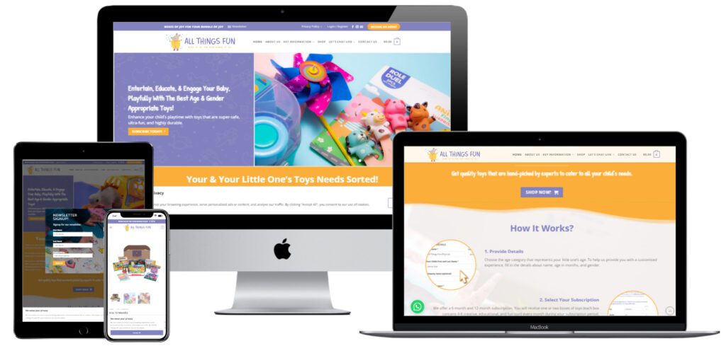 All Things Fun Subscription E-Commerce Website Developments — website designed and developed by Online By Digital