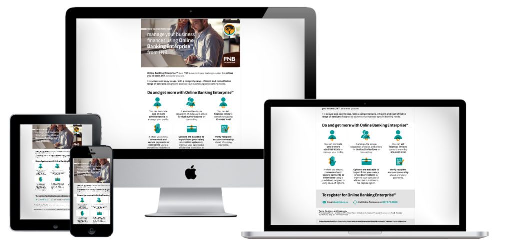 FNB PBC OBE Business Email Campaign — website designed and developed by Online By Digital