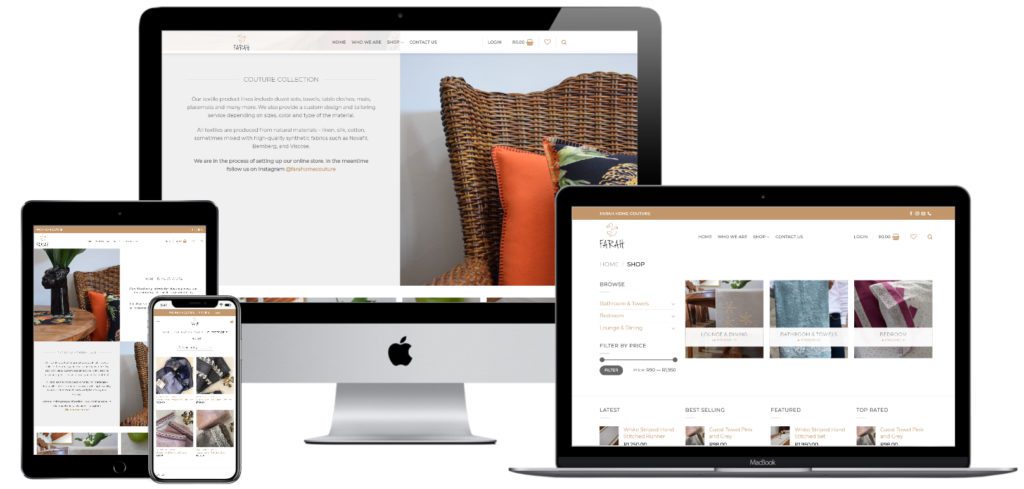 Farah Home Couture E-Commerce Web Design — website designed and developed by Online By Digital