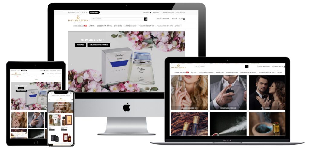 Fragrance World E-Commerce Website Development — website designed and developed by Online By Digital