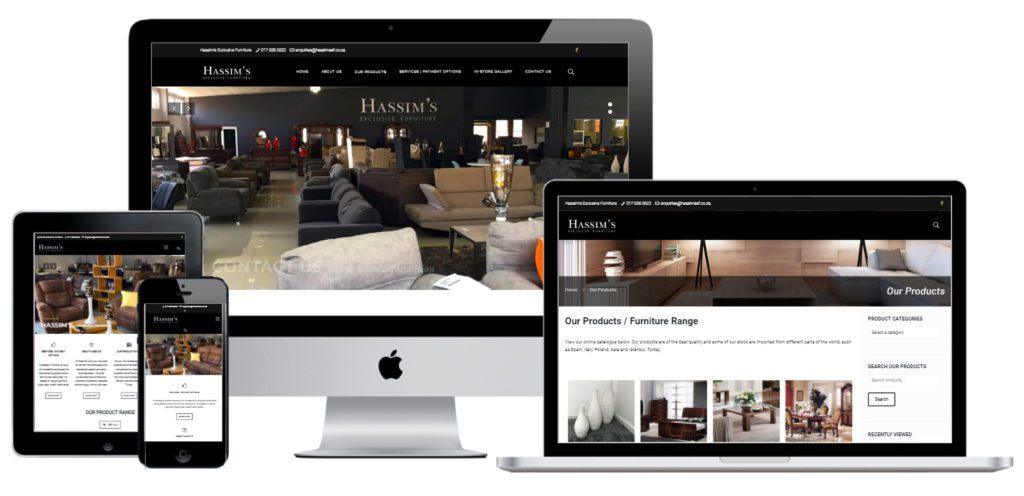Hassims Exclusive Furniture — website designed and developed by Online By Digital