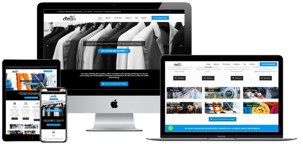 Sams Dry Cleaners Website Development — website designed and developed by Online By Digital