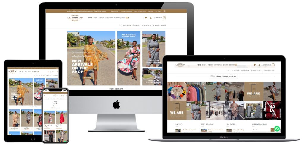 Unarine Fashion Boutique E-Commerce Website — website designed and developed by Online By Digital